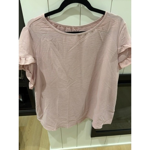 SHEIN Tops - Shein Curve Blush Pink Ruffle Tulip Sleeve Scoop Neck Blouse Top 1XL Plus Size